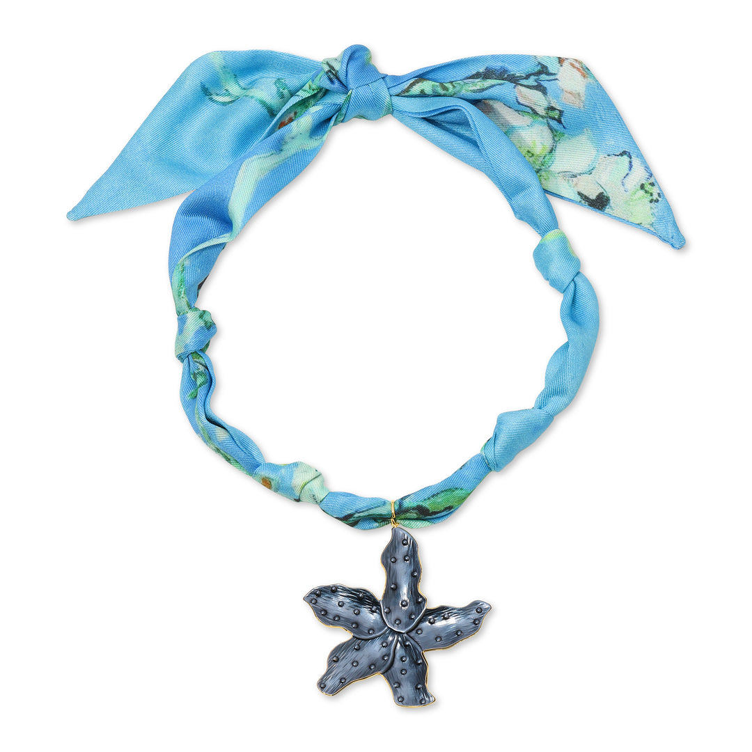 Blue Flower Scarf Necklace