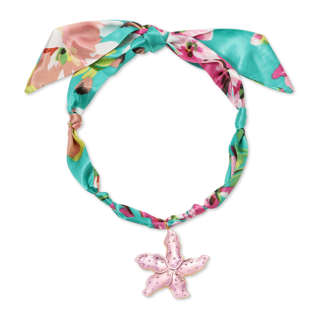 Pink Flower Scarf Necklace
