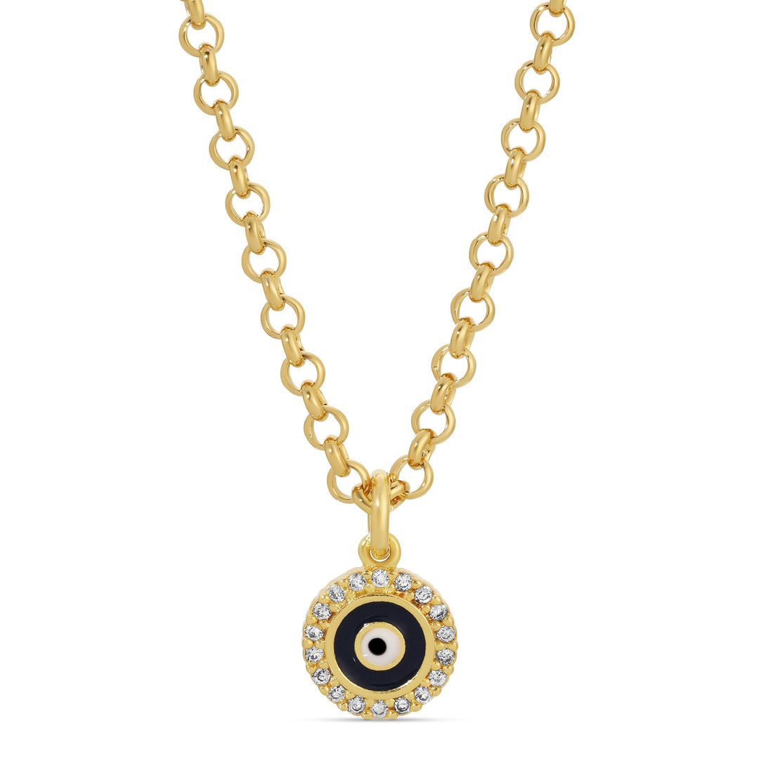 Black and Diamond Evil Eye Necklace