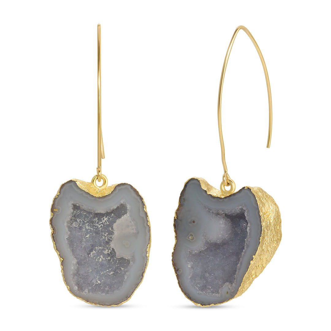 Grey Geode Earring