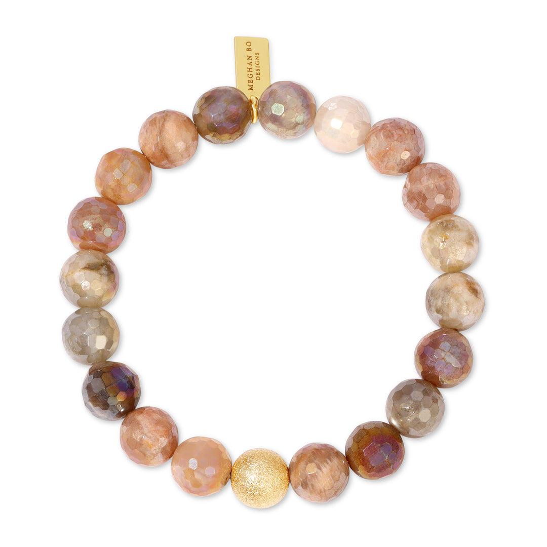 Titanium Sunstone Beaded Stretch Bracelet