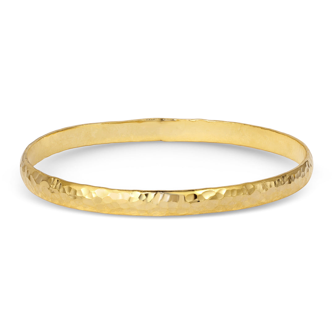 Wide Hammered Bangle Bracelet