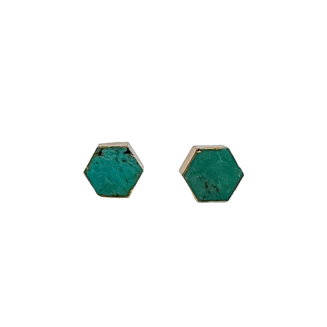 Turquoise Hexagon Stud Earrings