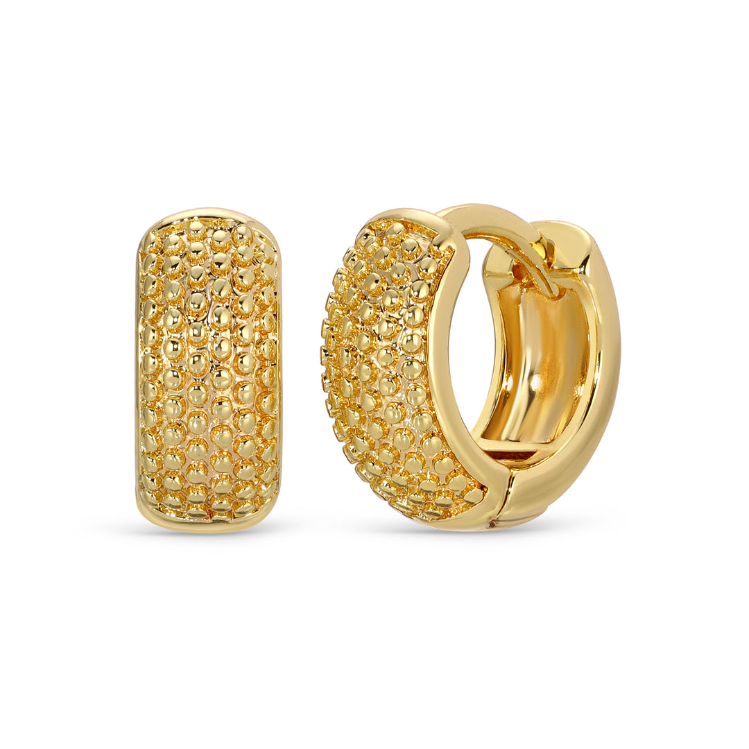 Gold Dotted Huggie 10MM