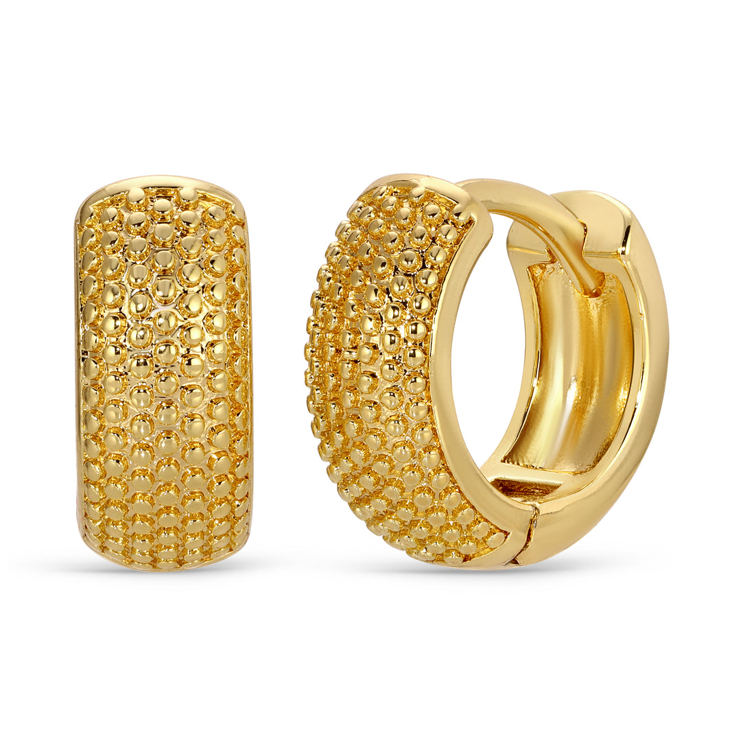 Gold Dotted Huggie 14MM