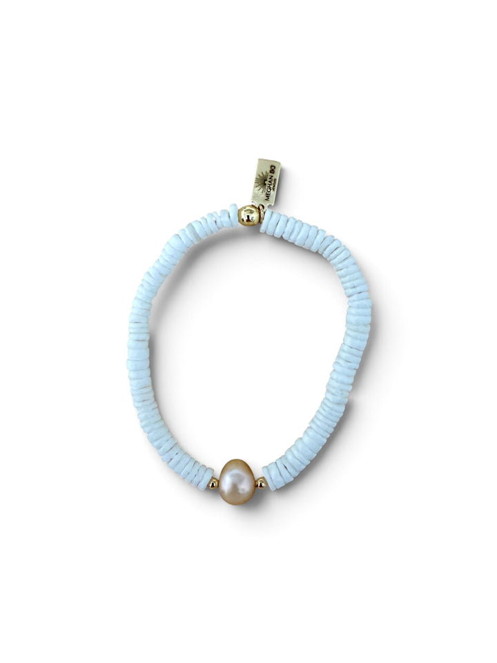 Puka Shell and Natural Pearl Bracelet