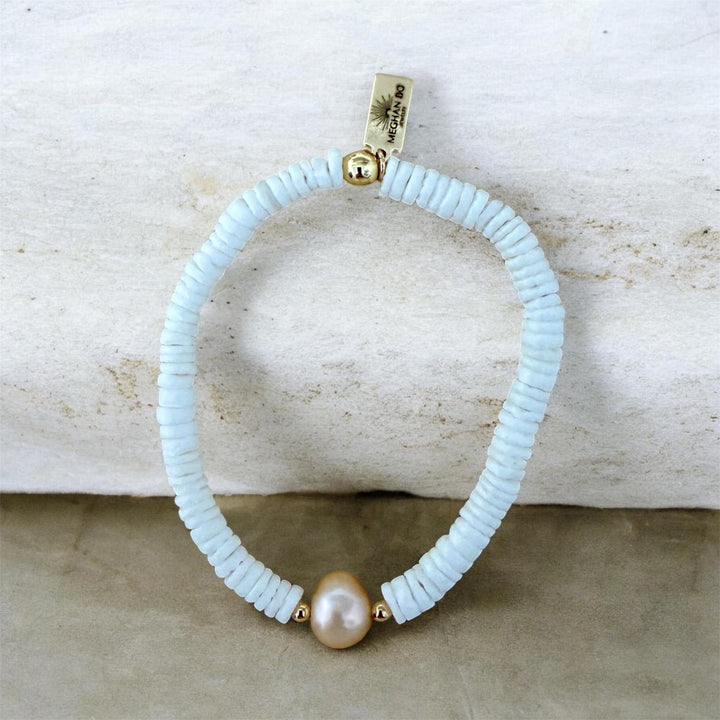 Puka Shell and Natural Pearl Bracelet