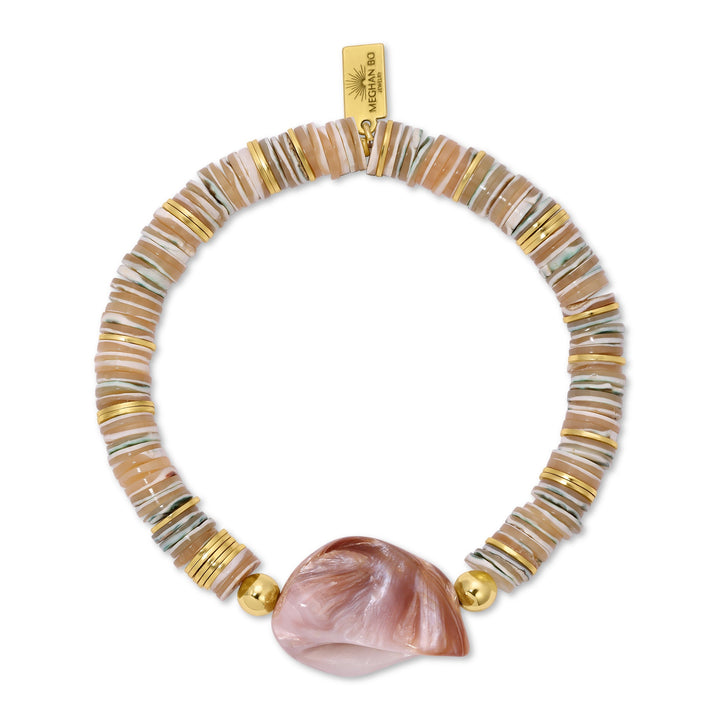 Mother of Pearl Heishi and Sea Shell Bracelet