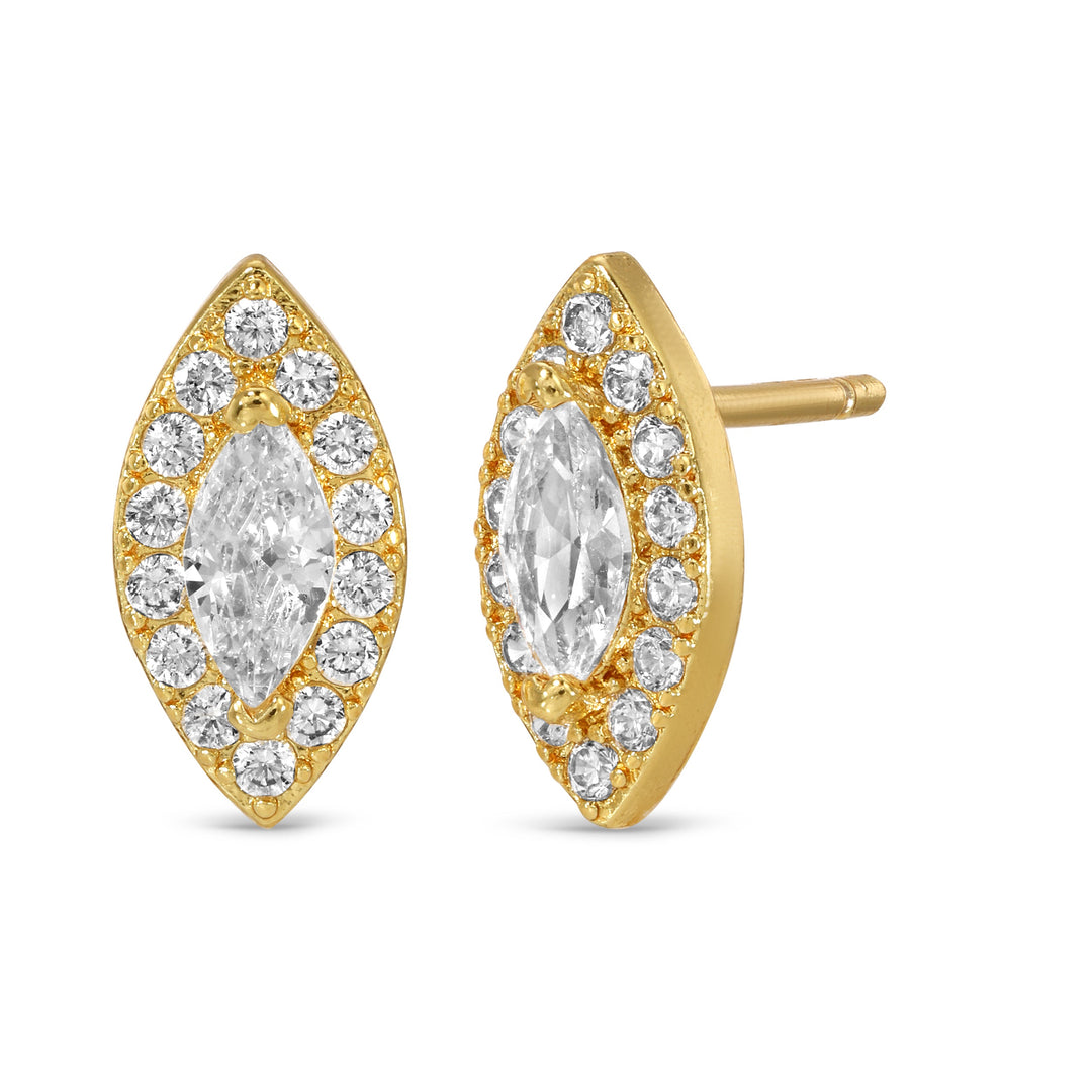 Gold CZ Evil Eye Earring