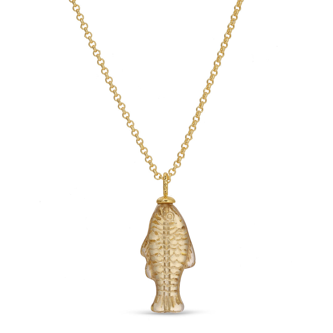 Yellow Glass Fish Necklace