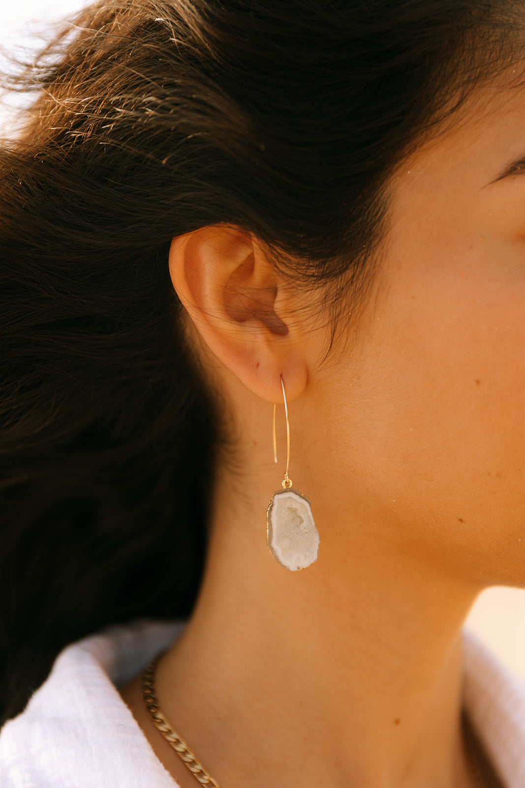 White Geode Earring
