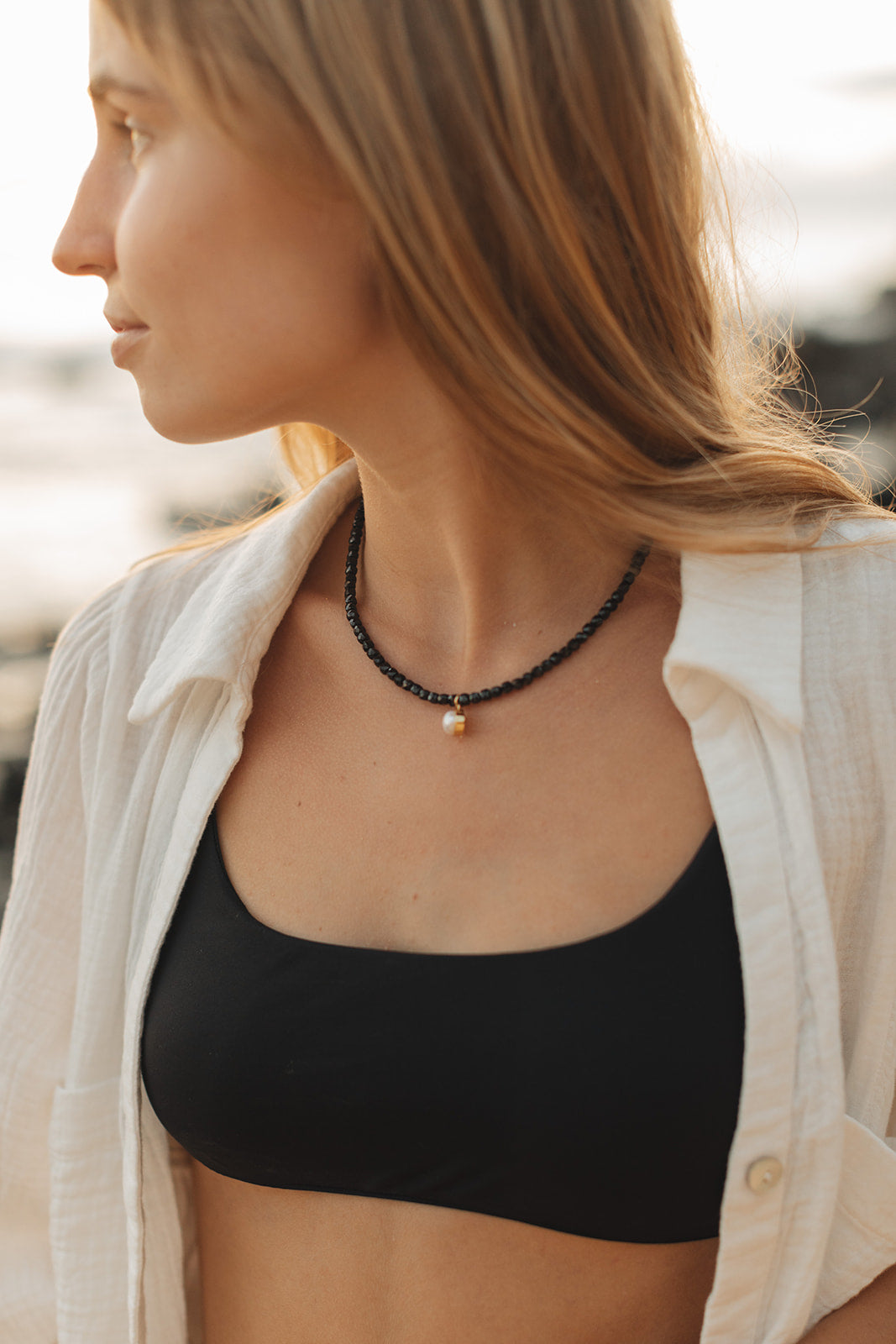 Candace Necklace in Obsidian