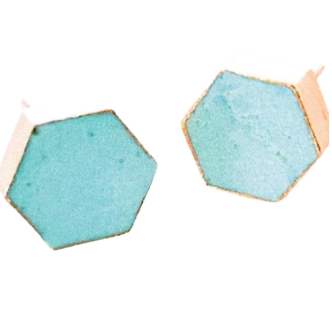Turquoise Hexagon Stud Earrings